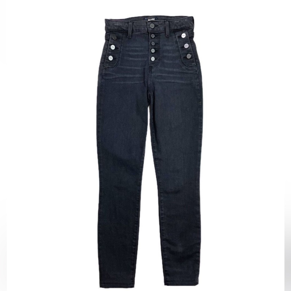 PAIGE Women's Black Button-Front High Rise Jeans size 32